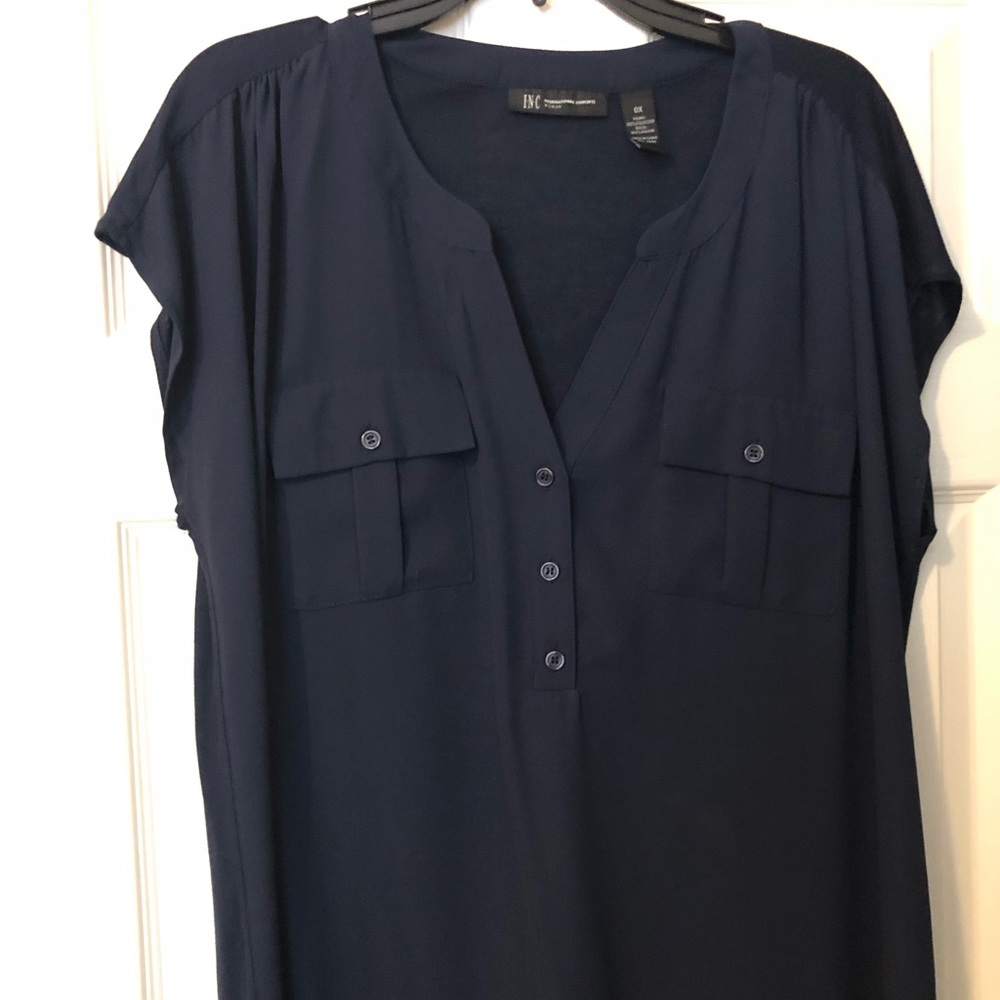 INC Navy Blue Blouse plus size